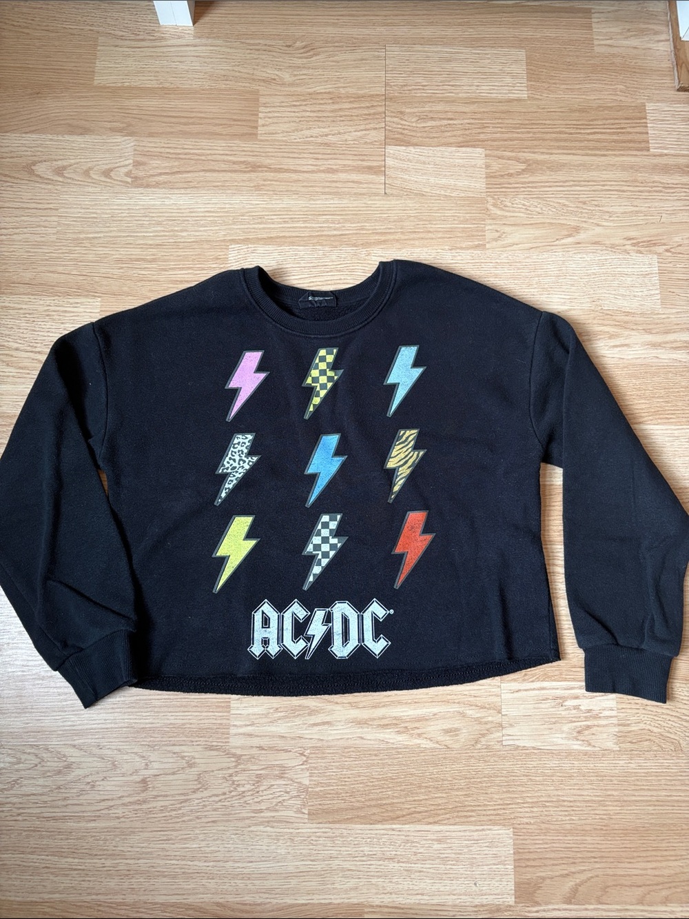 AC/DC Black Kids Sweatshirt with Multicolor Lightning Bolts